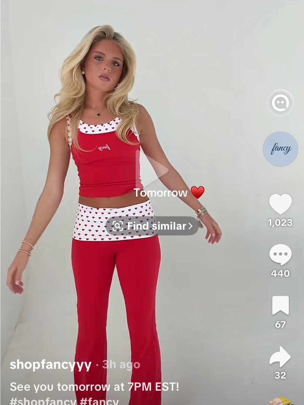 Shop Fancy Red and White Tank Top and Leggings